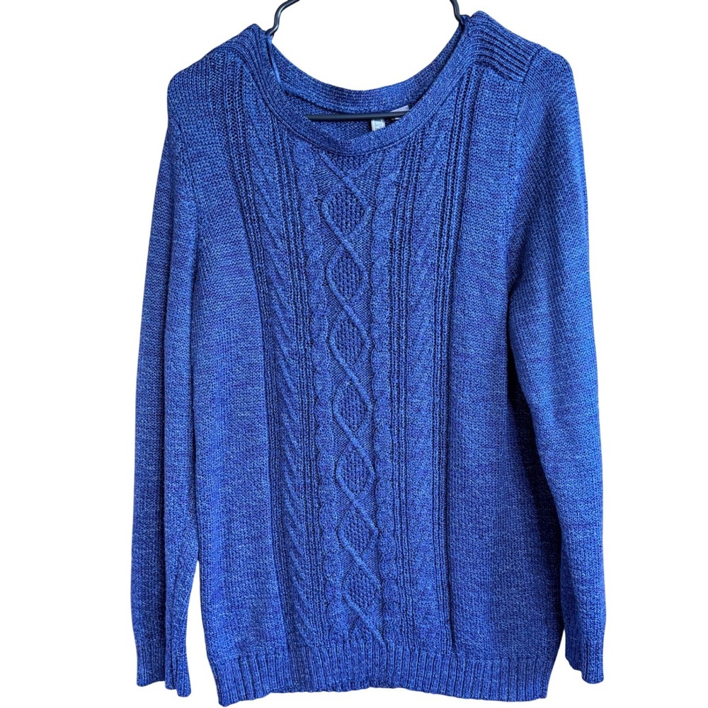 BY DESIGN Women's Blue Multicolor Cable Knit Sweater XL‎ Long Sleeve Cozy